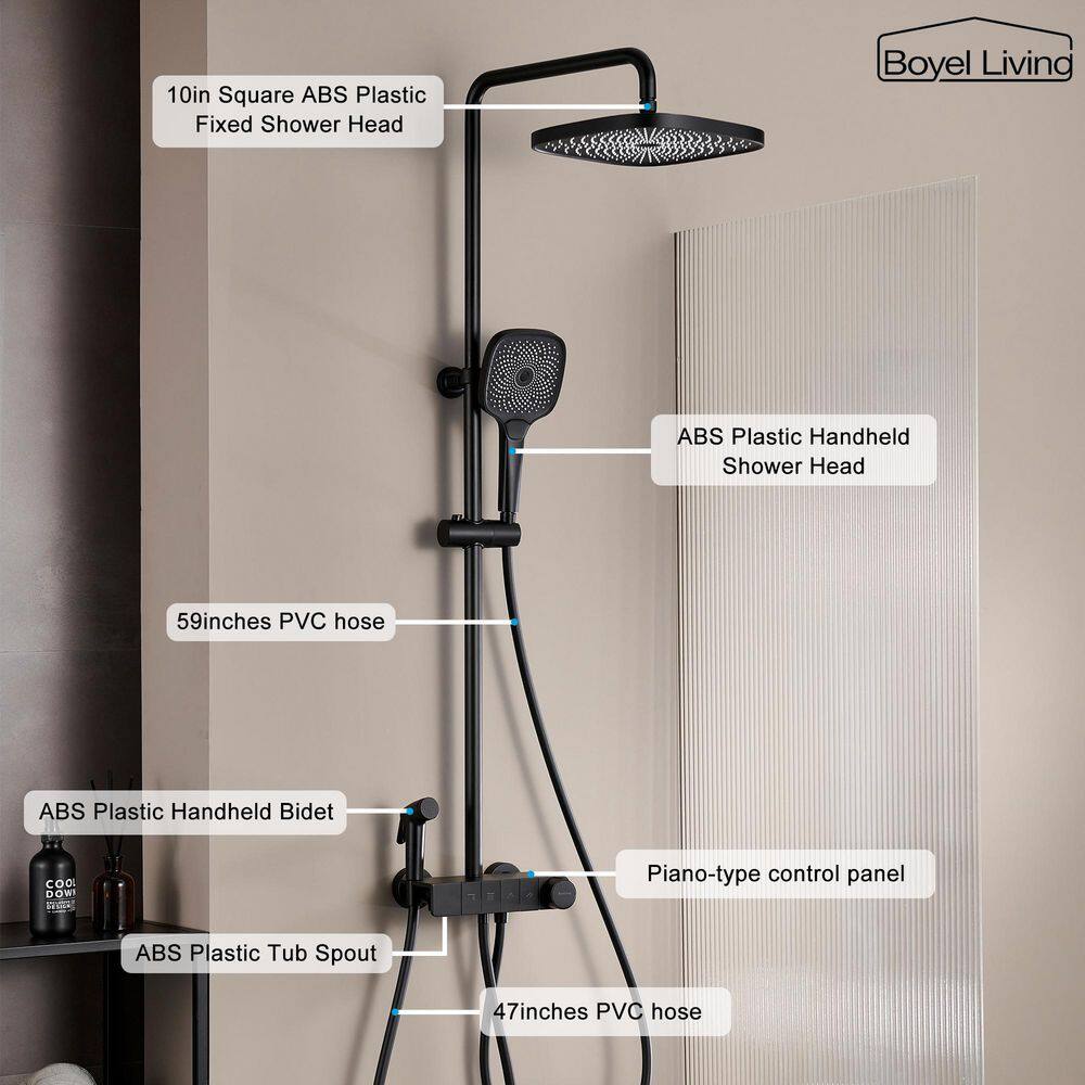 Matte Black Dual Shower Head with Handheld and Tub Spout