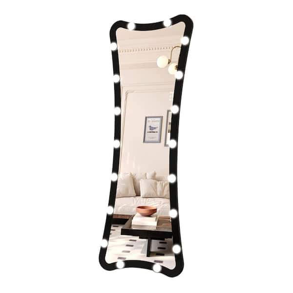 Black 24 in. W x 63 in. H Hollywood LED Full Length Mirror with Lights, Adjustable Brightness, Wall/Standing Mount