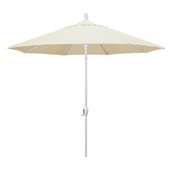 California Umbrella 9 ft. Matted White Aluminum Market Patio Umbrella Push Tilt in Canvas Pacifica