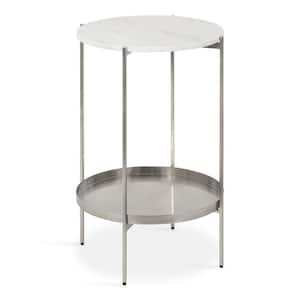 Lavish 17.00 in. Silver Round Metal End Table