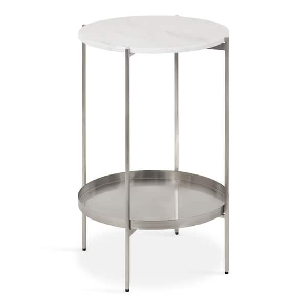 Kate and Laurel Lavish 17.00 in. Silver Round Metal End Table