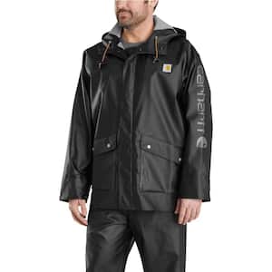 Men's Tall X-Large Tall Black Polyethylene/Polyester Waterproof Rain Storm Coat