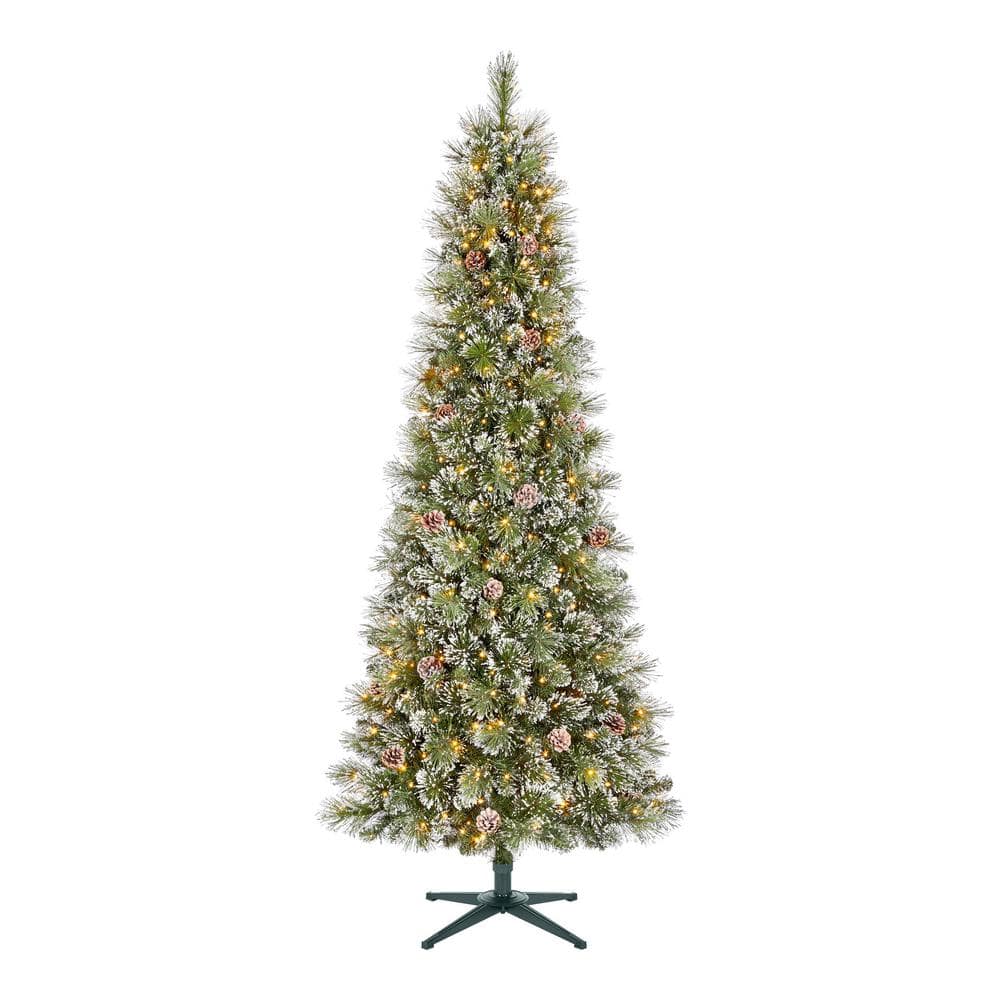 Home Accents Holiday 7 ft. PreLit LED Sparkling Amelia Frosted Slim