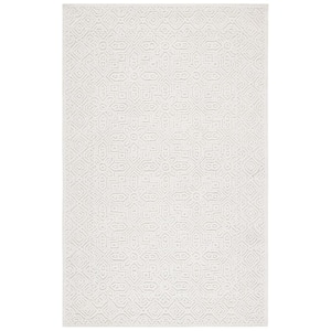 Textural Ivory 4 ft. x 6 ft. Solid Color Geometric Area Rug
