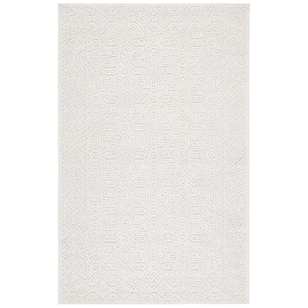 SAFAVIEH Textural Ivory 4 ft. x 6 ft. Solid Color Geometric Area Rug