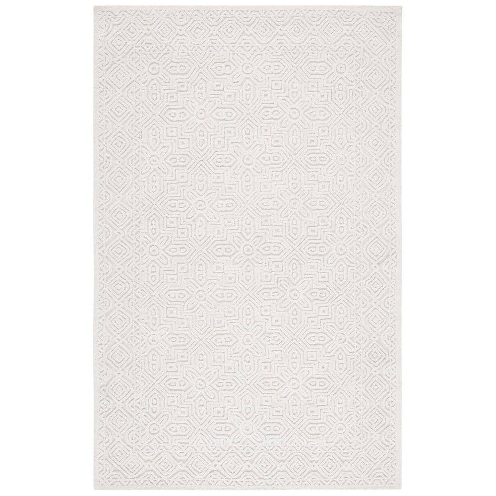 Ivory Hand-Tufted Wool 6' x 9' Rectangular Area Rug