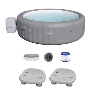 Grenada 8-Person AirJet Hot Tub with Set of 2 Non Slip Pool and Spa Seat