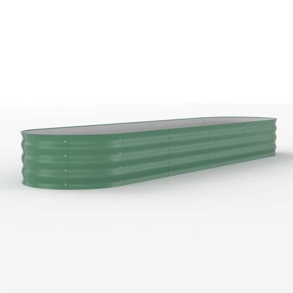 Garvee 94.6 in. x 23.6 in. x 17.3 in. Outdoor Oval Galvanized Raised Garden Bed in Green