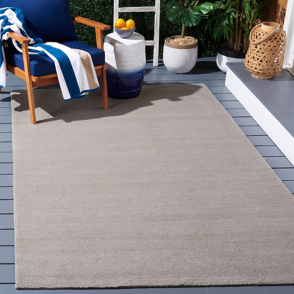 Outdoor Micro-Loop Gray 6 ft. x 6 ft. Solid Indoor/Outdoor Square Area Rug