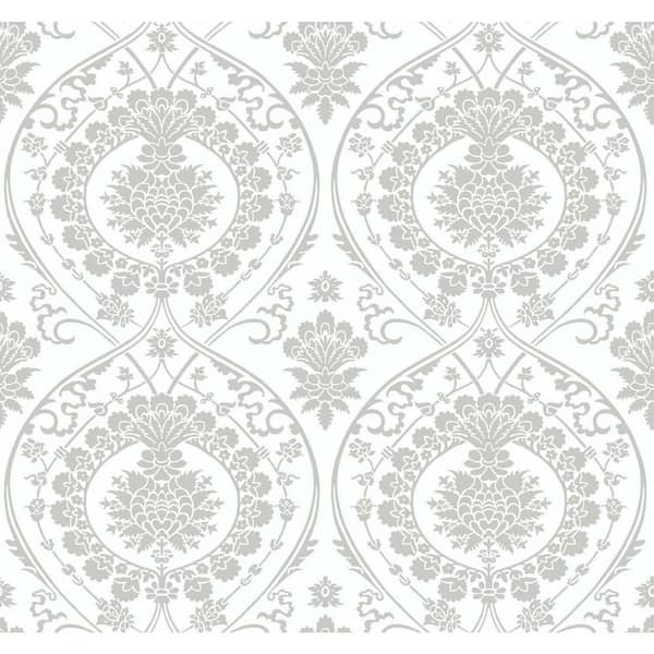 Teamson Kids 60.75 sq ft White Imperial Damask Non-Pasted Wallpaper