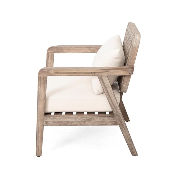 Misopily Brown Acacia Wood Outdoor Lounge Chair with Double-Sided