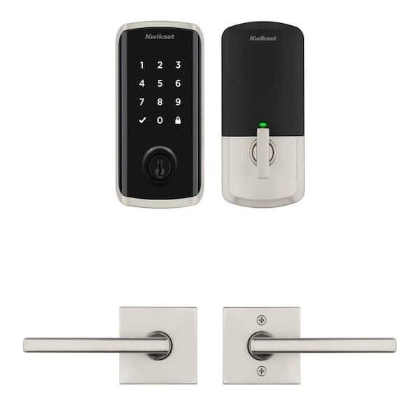 Kwikset HALO Select Satin Nickel Wi-Fi Electronic Smart Lock Deadbolt with Halifax Passage Lever Combo Pack