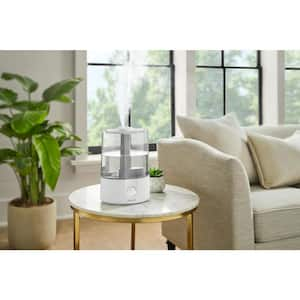 1 Gal. Ultrasonic Humidifier 360 Degree Turning Dual Nozzle Cool Mist for Medium Room in White