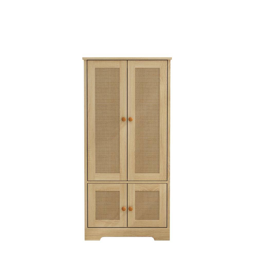 12.2 in. W x 22.83 in. D x 47.44 in. H Natural Beige Linen Cabinet with Ele