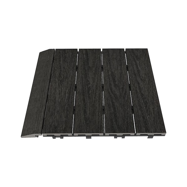 1/6 ft. X 1 ft. Quick Deck Composite Deck Tiles Straight Fascia In Indian Ebony (4-Pieces/Box)