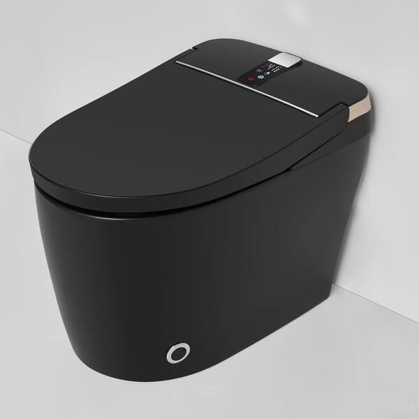 LORDEAR 1-Piece Smart Bidet Toilet with Digital Display in Matte Black