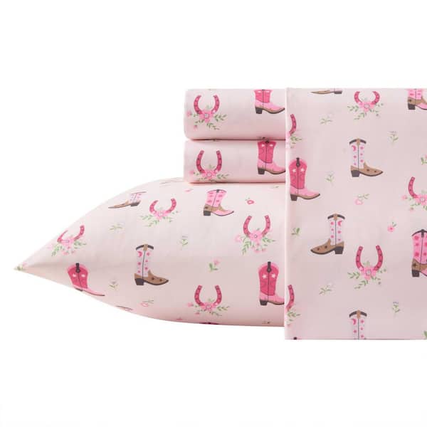 Cowgirl Dreams 4-Piece Pink Microfiber Full Sheet Set