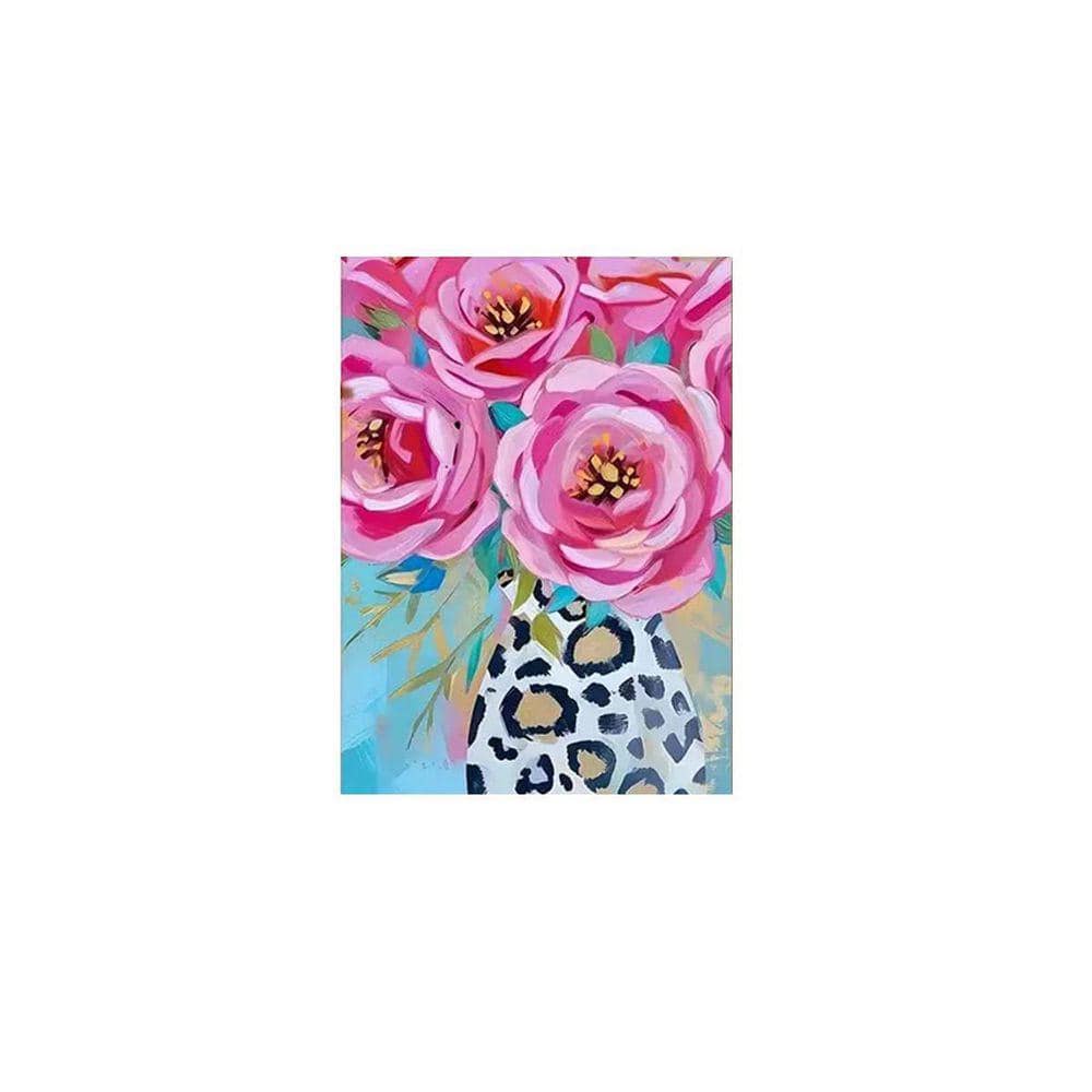 Wall Art-Vibrant Pink Flower Wall Decor-Flower Leopard Vase, 36*24