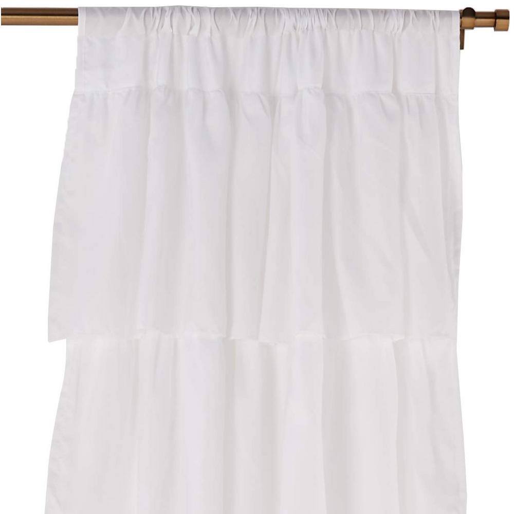 White Sheer Pleated Rod Pocket Ruffled Curtain Panels, 84" x 40"