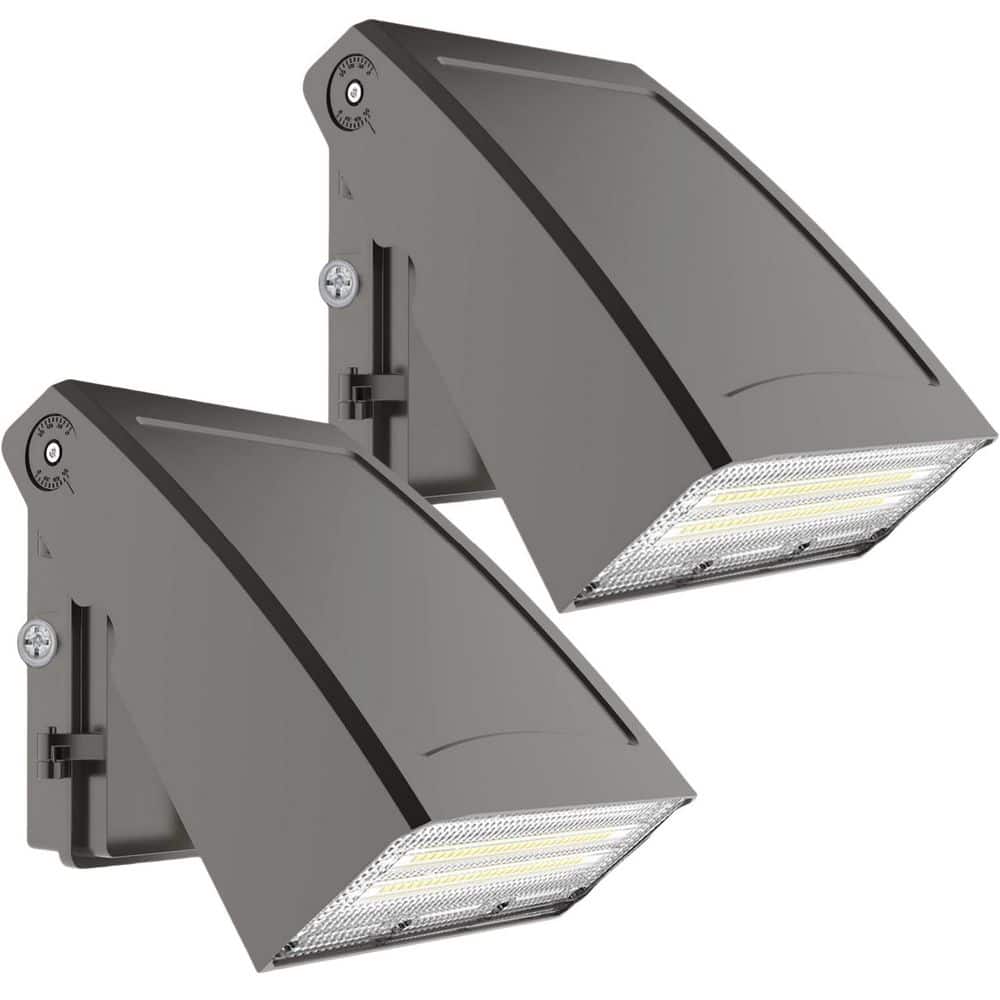 250-Watt Equivalent 6000 Lumens Integrated LED Wall Pack Light Outdoor Dusk to Dawn Flood Light Adjustable 5000K 2-Pack price history on PriceWatchPro