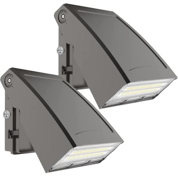 KOAOEIRS 250-Watt Equivalent Bronze 5000K Outdoor Integrated LED Wall Pack Light 6000lm with (On/Off) Dusk to Dawn Photocell,2PCS