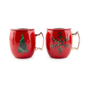 2 Pack of 20 oz. Red Christmas Mule Mugs