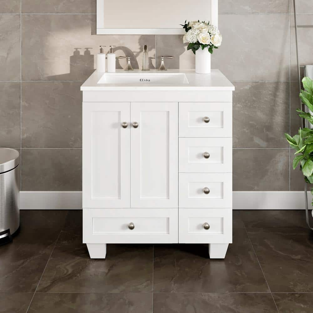 Eviva Acclaim 28 in. W. x 22 in. D x 34 in. H Bathroom Vanity in White ...