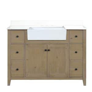 Sally 48 in W x 20.5 in D x 34.5 H Single Bath Vanity in Weathered Fir with White Engineered Stone Top with White Basin