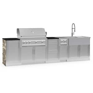 Signature Series 131.16 in. x 25.5 in. x 58.64 in. 10-Piece Outdoor Kitchen Cabinet Set with Liquid Propane 40 in. Grill