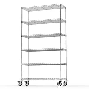 6-Tier Heavy Duty Steel Wire Shelving Unit in Chrome (18 in. W x 48 in. H x 47.2 in. D)