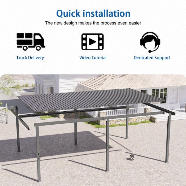 SANLUCE 12 ft. x 20 ft. Modern Steel Louvered Pergola Outdoor