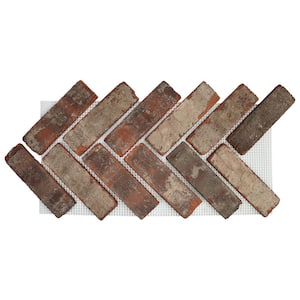 28 in. x 12.5 in. x 0.5 in. Brickwebb Herringbone Highland Thin Brick Sheets (Box of 5-Sheets)