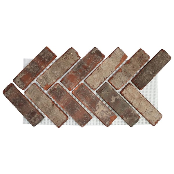 Old Mill Brick 28 in. x 12.5 in. x 0.5 in. Brickwebb Herringbone Highland Thin Brick Sheets (Box of 5-Sheets)