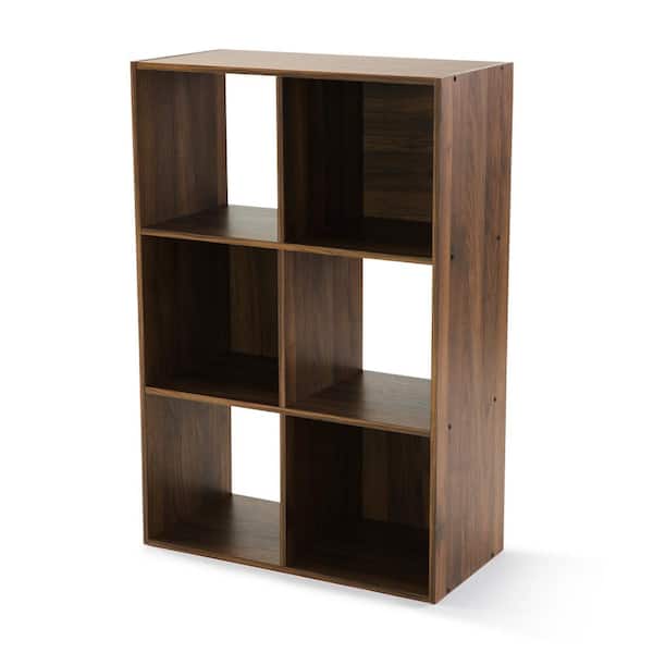 Unbranded 36 in. H x 24 in. W x 12 in. D Canyon Walnut 6- Cube Organizer