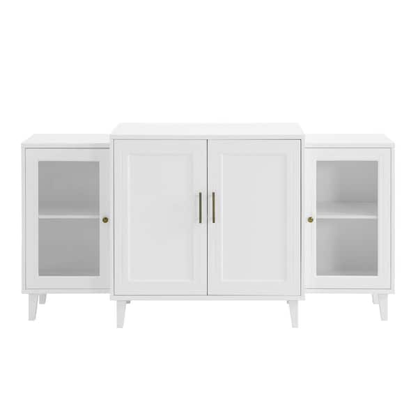 Welwick Designs 62 in. White Tiered Modern Sideboard (4-Door)