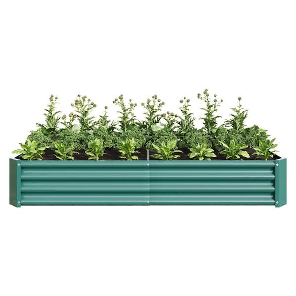 Stelsa 70 in. Green Metal Rectangular Outdoor Patio Garden Raised Bed