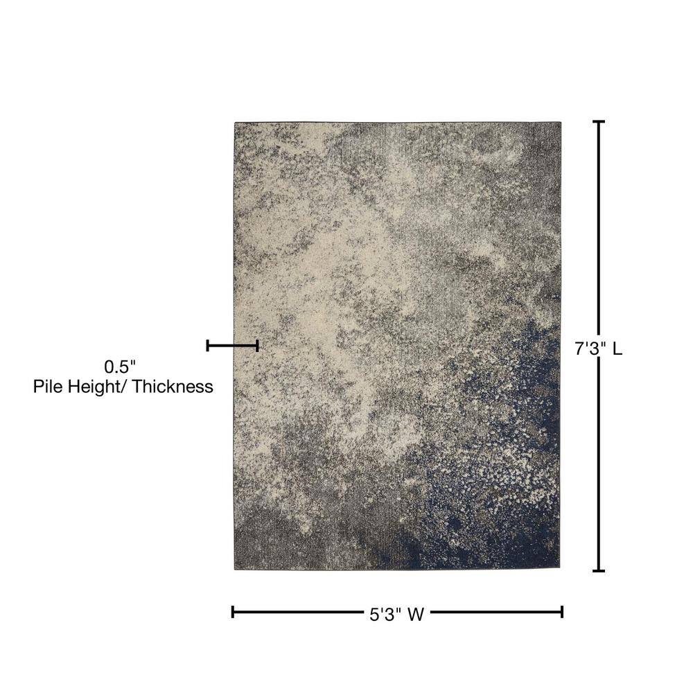 Handmade Charcoal and Ivory Floral Reversible 5' x 7' Rug