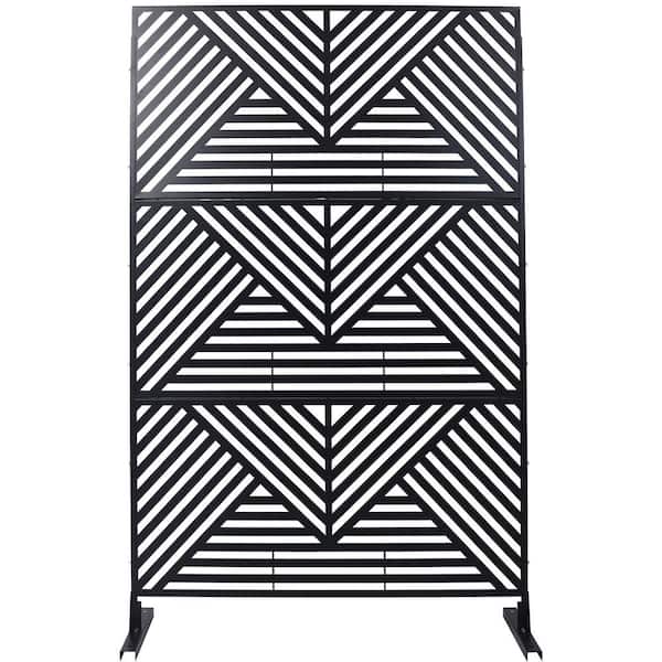 Staykiwi 76 in. H Black Steel Garden Fence Freestanding Outdoor Privacy Screen