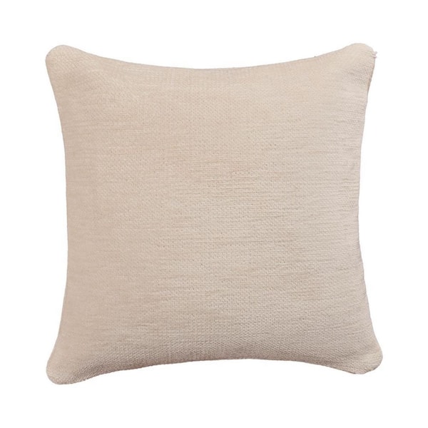 HomeRoots Ivory Solid Polyester 20 in. x 20 in. Throw Pillow