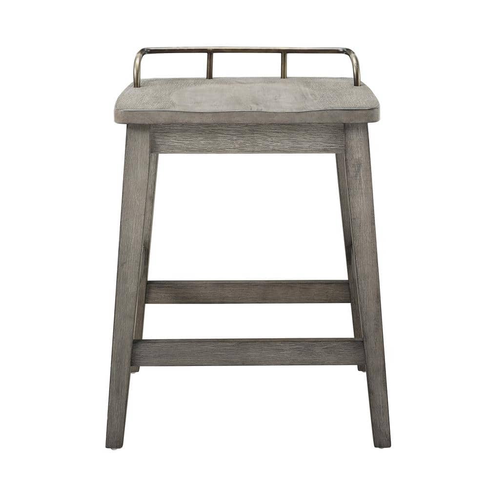 Rustic Gray Smokey Oak 27" Backless Saddle Counter Stool