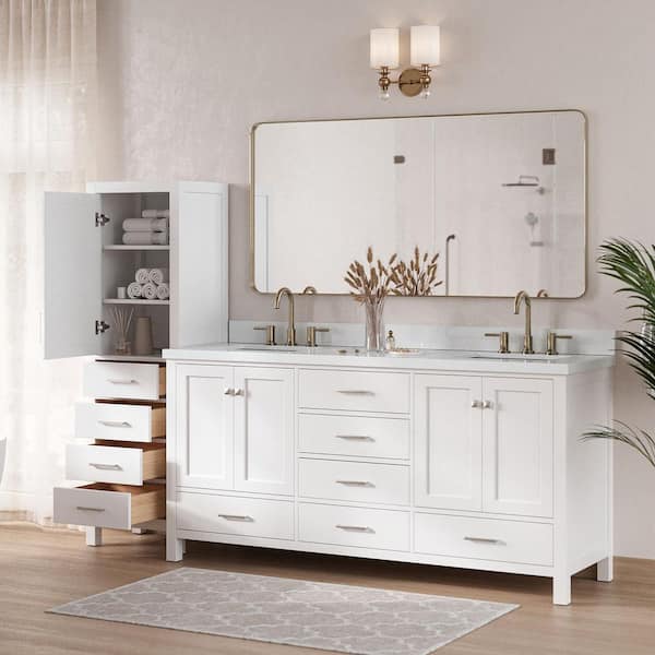 ARIEL Cambridge 73 in. Double Sink Bath Vanity with Pure White