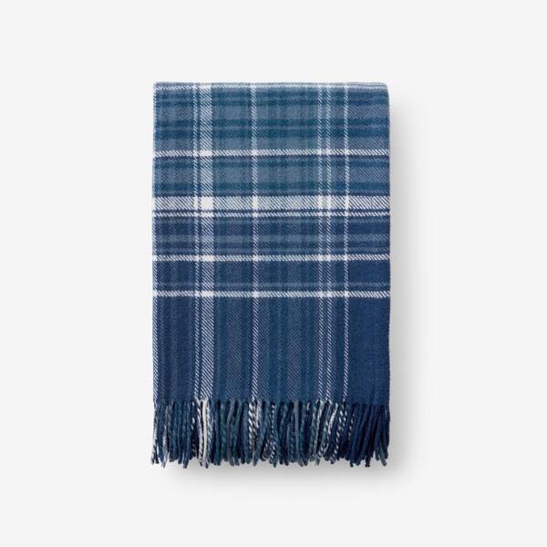 The Company Store Lambswool Plaid Blue Multi Throw Blanket 85099XTHRW