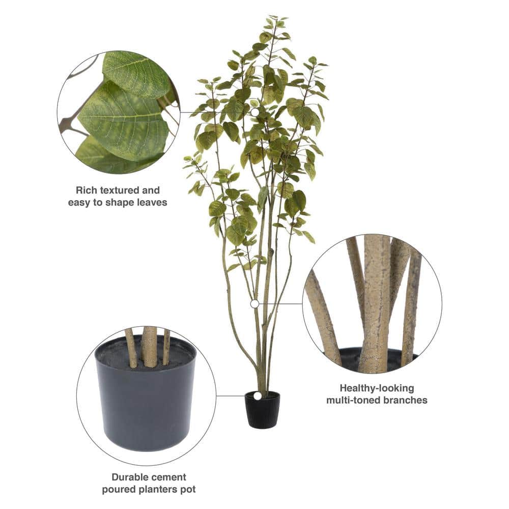 Elegant 6' Green Potted Faux Cotinus Coggygria Floor Plant