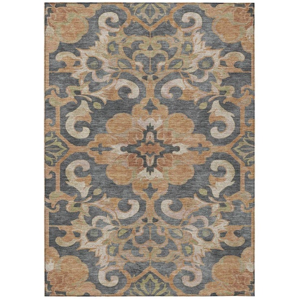 Chantille Machine Washable Indoor/Outdoor Abstract ACN1947 Terracotta 8 ft. x 10 ft. Area Rug