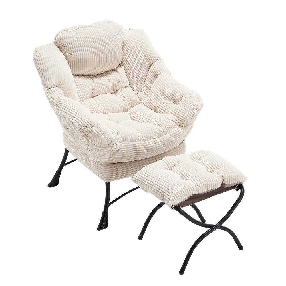Metal Outdoor Chaise Lounge in White with Cushions and a Side Pocket Footrest price history on PriceWatchPro