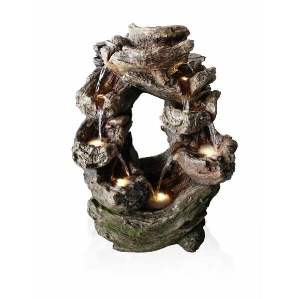 Alpine Rainforest Tiered Rock Cascading Fountain with LED Lights