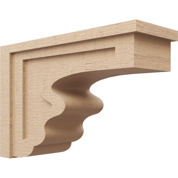 Ekena Millwork 8-in. x 24-in. x 16-in. Series 3 Classic Highland Rough Cedar Woodgrain Timberthane Polyurethane Corbel, Primed Tan