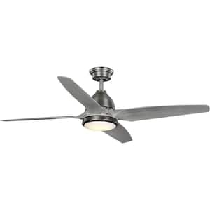 Alleron 56 in. Indoor/Outdoor Integrated LED Antique Nickel Urban Industrial Ceiling Fan with Remote Included