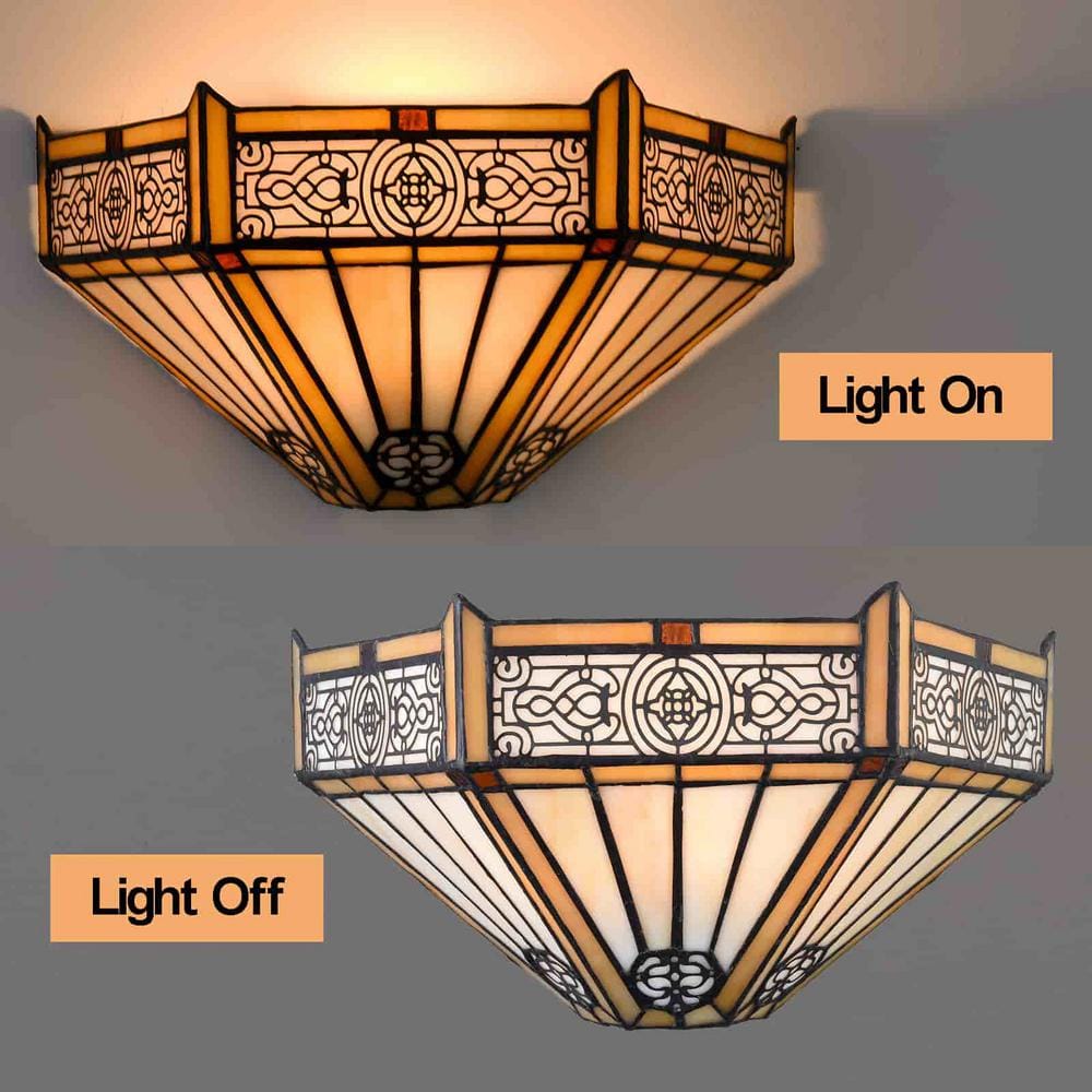 Tiffany Polished Black Stained Glass Wall Sconce