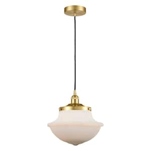 Oxford 100-Watt 1-Light Satin Gold Shaded Mini Pendant Light with Frosted Glass Frosted Glass Shade